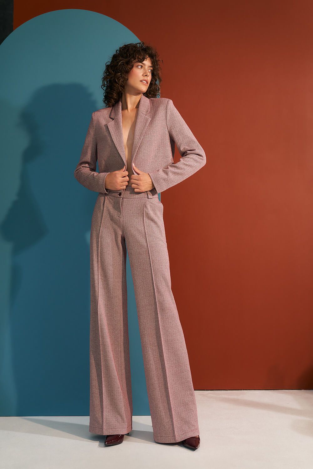 Bukser Nife til dame fra MS StyleHaven, laget av polyester; Viskose, farge Rød, størrelse 42, med long ermer, perfekt til casual; dress
