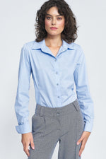 Langermet skjorte Nife til dame fra MS StyleHaven, laget av Bomull; polyester, farge Blå, størrelse 36, med long ermer, perfekt til casual; dress