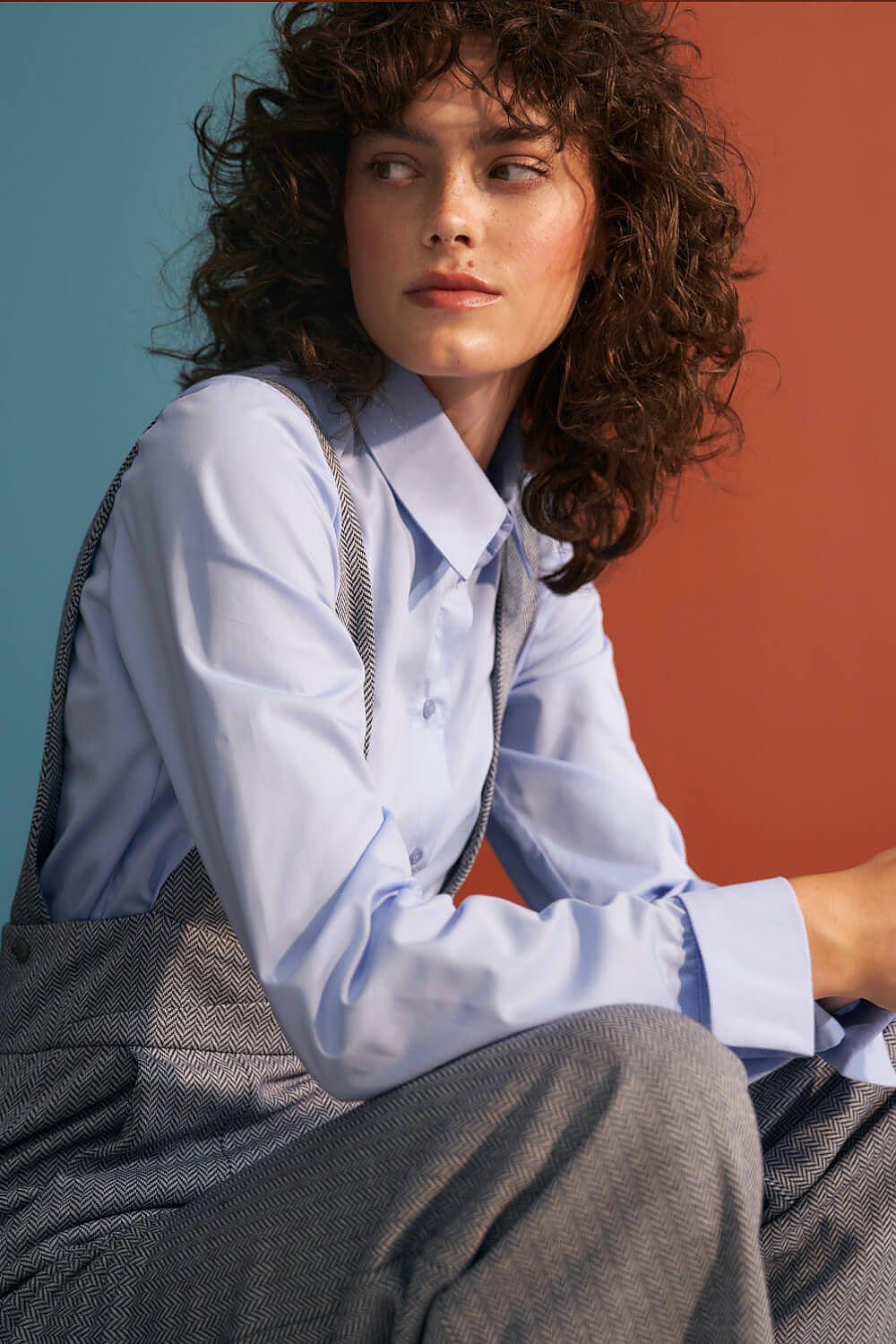 Langermet skjorte Nife til dame fra MS StyleHaven, laget av Bomull; polyester, farge Blå, størrelse 40, med long ermer, perfekt til casual; dress