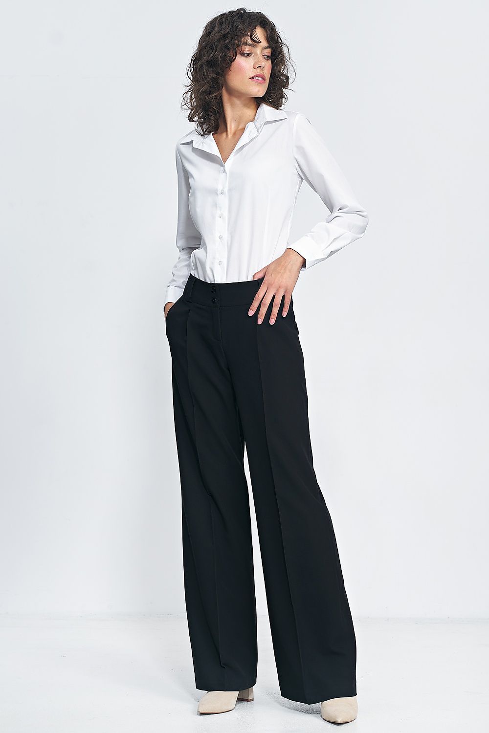 Langermet skjorte Nife til dame fra MS StyleHaven, laget av Bomull; polyester, farge Hvit, størrelse 34, med long ermer, perfekt til casual; dress