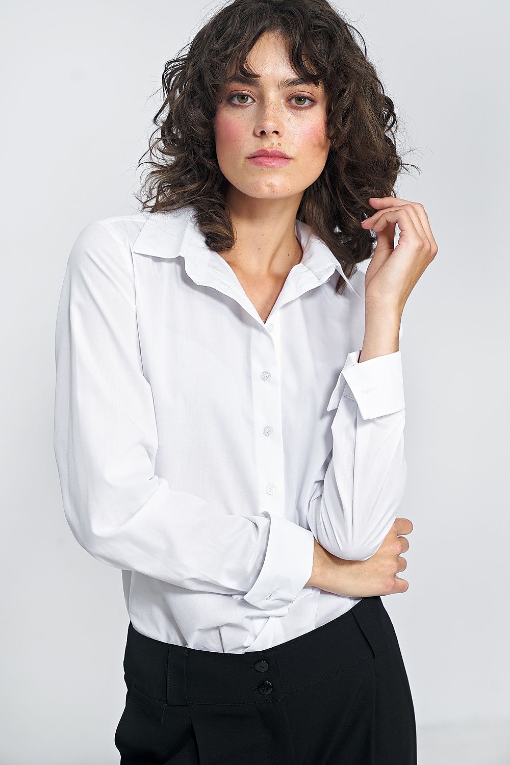 Langermet skjorte Nife til dame fra MS StyleHaven, laget av Bomull; polyester, farge Hvit, størrelse 38, med long ermer, perfekt til casual; dress