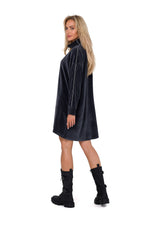 Ståkrage Dagkjole Moe til dame fra MS StyleHaven, laget av polyester, farge Grå, størrelse 2XL/3XL, med long ermer, perfekt til dress