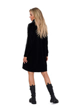 Ståkrage Dagkjole Moe til dame fra MS StyleHaven, laget av polyester, farge Svart, størrelse L/XL, med long ermer, perfekt til dress
