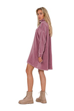 Ståkrage Dagkjole Moe til dame fra MS StyleHaven, laget av polyester, farge Rosa, størrelse S/M, med long ermer, perfekt til dress