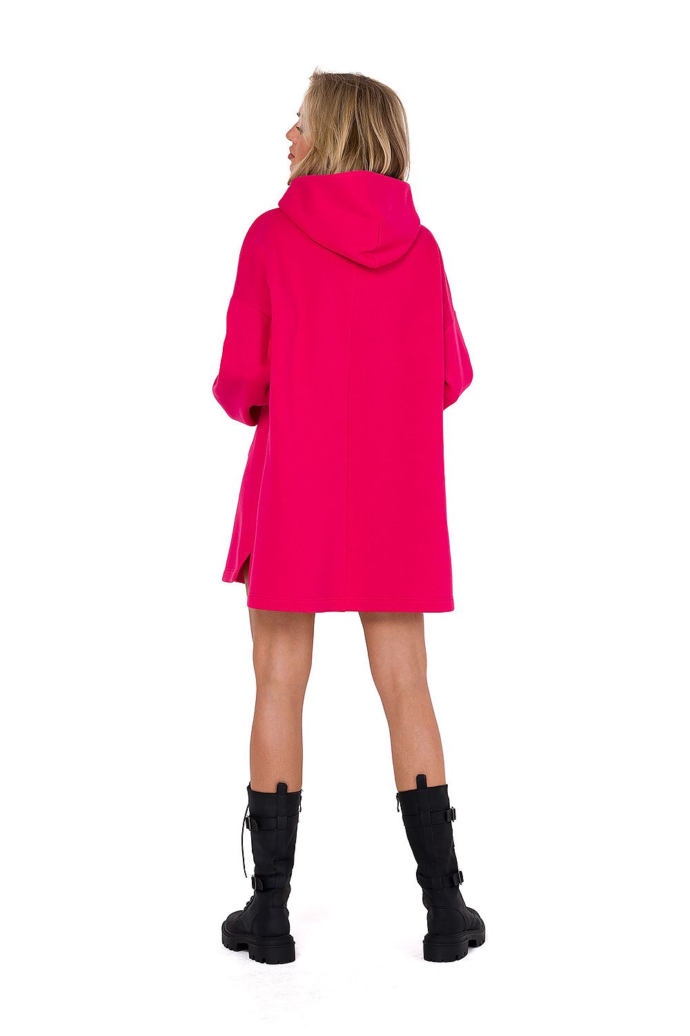 Strikket Dagkjole - Moe til dame fra MS StyleHaven, laget av polyester, farge Rosa, størrelse S/M, med long ermer, perfekt til dress
