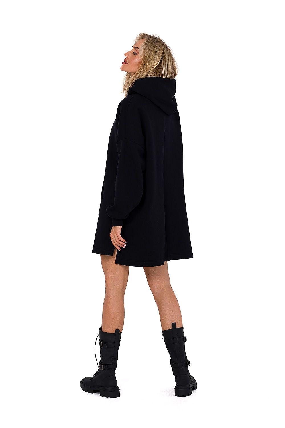 Strikket Dagkjole - Moe til dame fra MS StyleHaven, laget av polyester, farge Svart, størrelse S/M, med long ermer, perfekt til dress