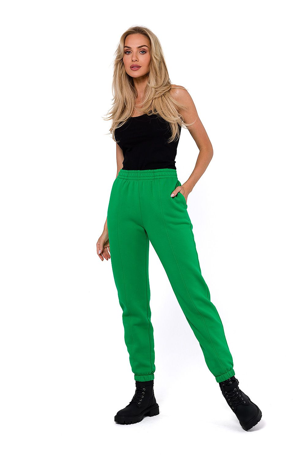 Treningsbukse - Moe til dame fra MS StyleHaven, laget av Bomull; polyester, farge Grønn, størrelse s, med long ermer, bukselengde long, perfekt til dress