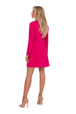 Trapezformet Dagkjole - Moe til dame fra MS StyleHaven, laget av Viskose; polyester, farge Rosa, størrelse M, med long ermer, perfekt til dress