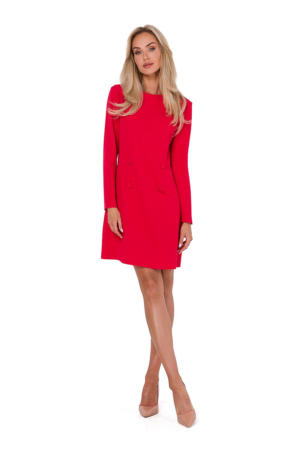 Trapezformet Dagkjole - Moe til dame fra MS StyleHaven, laget av Viskose; polyester, farge Grønn, størrelse XL, med long ermer, perfekt til dress