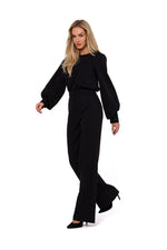 Elegant Buff Sleeve Jumpsuit - Moe til dame fra MS StyleHaven, laget av polyester, farge Grønn, størrelse L, med long ermer, perfekt til casual; dress