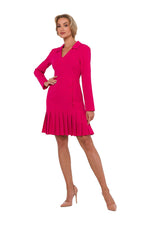 Krage  Dagkjole - Moe til dame fra MS StyleHaven, laget av Viskose; polyester, farge Rosa, størrelse M, med long ermer, perfekt til dress