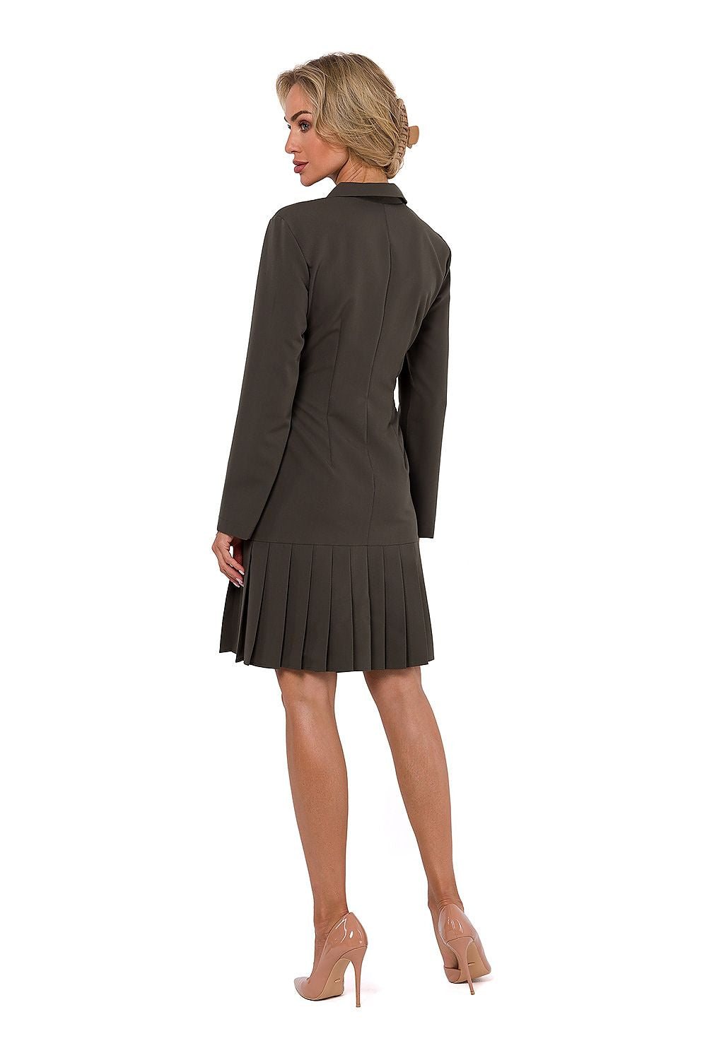Krage  Dagkjole - Moe til dame fra MS StyleHaven, laget av Viskose; polyester, farge Grønn, størrelse s, med long ermer, perfekt til dress