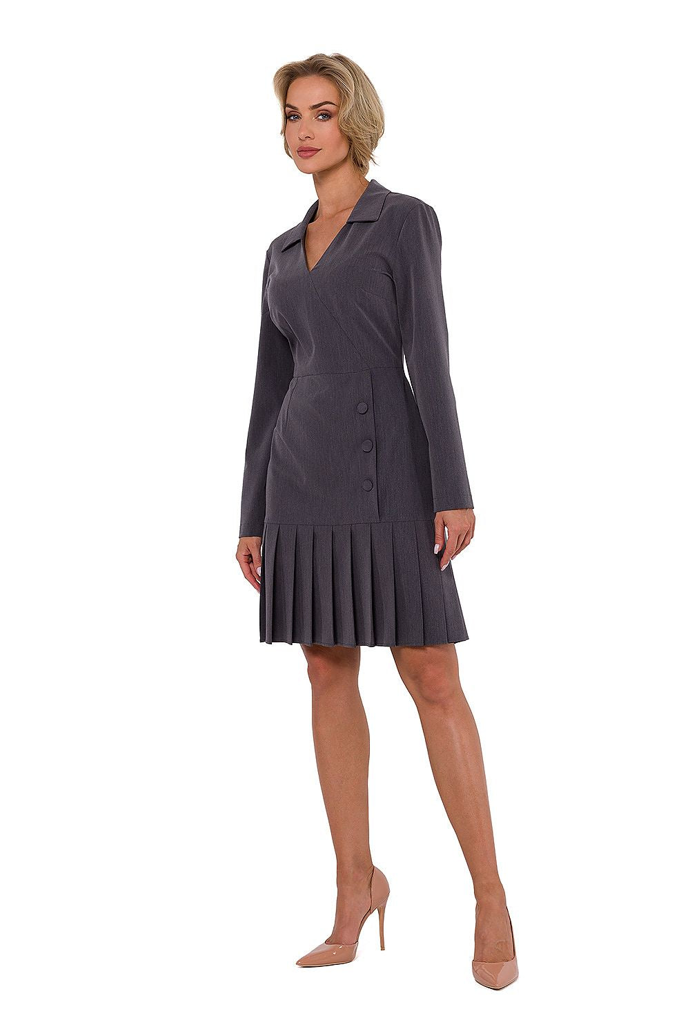 Krage  Dagkjole - Moe til dame fra MS StyleHaven, laget av Viskose; polyester, farge Marineblå, størrelse XL, med long ermer, perfekt til dress