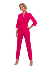 3/4-ermer Jumpsuit - Moe til dame fra MS StyleHaven, laget av polyester; Viskose, farge Rosa, størrelse s, med 45720 ermer, perfekt til dress