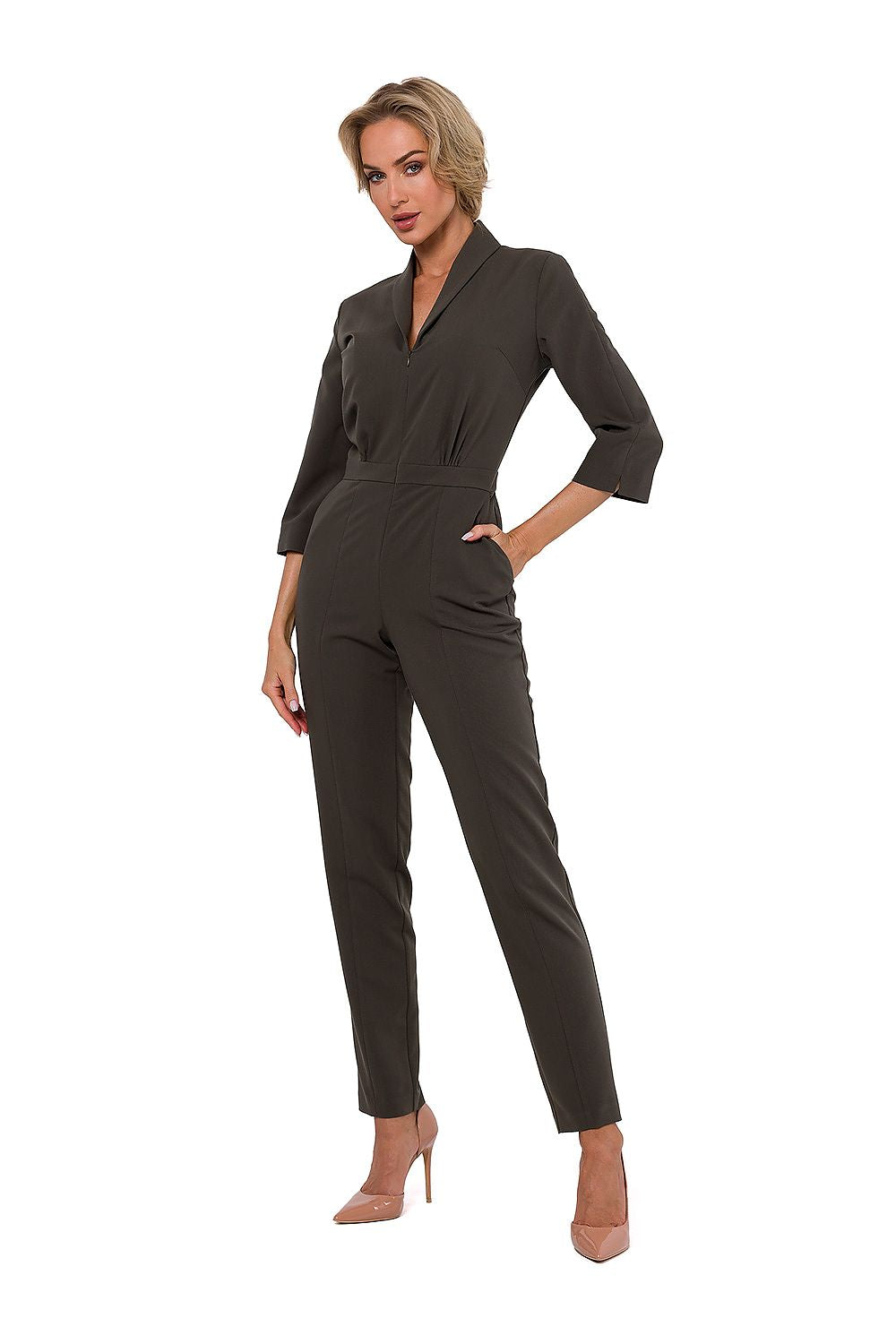 3/4-ermer Jumpsuit - Moe til dame fra MS StyleHaven, laget av polyester; Viskose, farge Rosa, størrelse L, med 45720 ermer, perfekt til dress