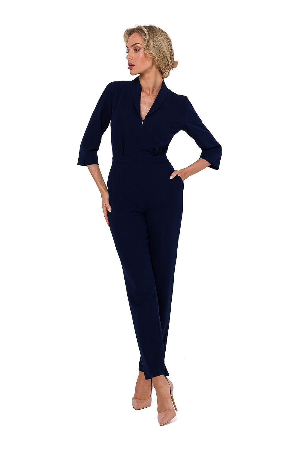 3/4-ermer Jumpsuit - Moe til dame fra MS StyleHaven, laget av polyester; Viskose, farge Grønn, størrelse s, med 45720 ermer, perfekt til dress