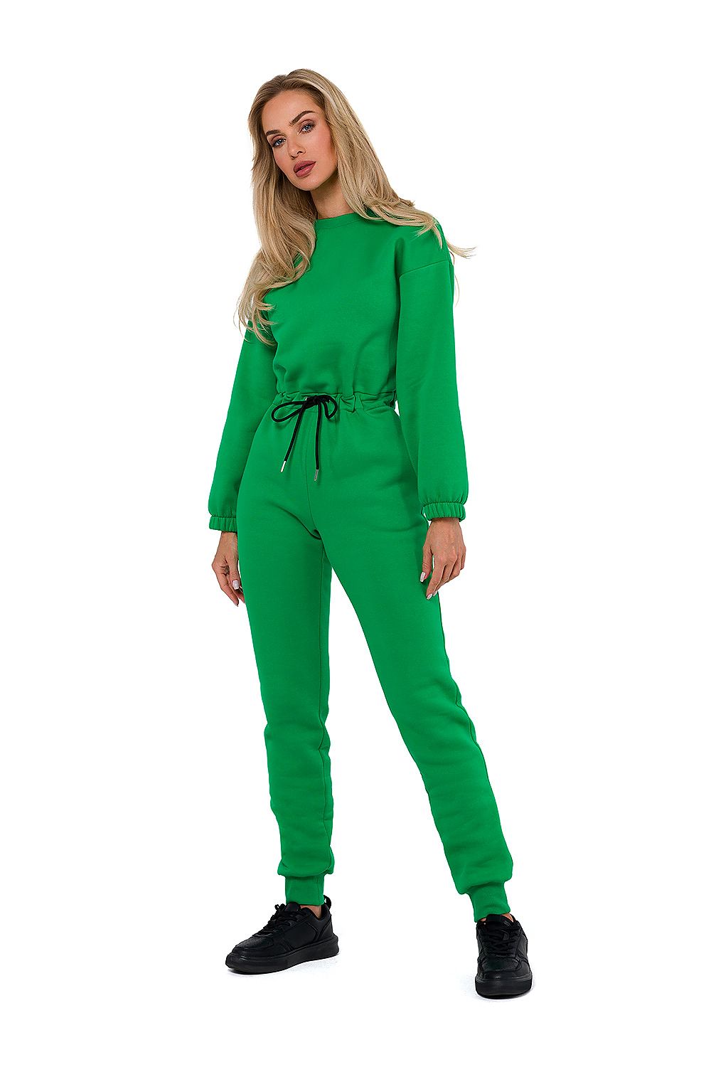 Jumpsuit - Moe til dame fra MS StyleHaven, laget av Bomull; polyester, farge Grønn, størrelse s, med long ermer, perfekt til dress