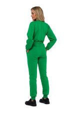 Jumpsuit - Moe til dame fra MS StyleHaven, laget av Bomull; polyester, farge Grønn, størrelse M, med long ermer, perfekt til dress
