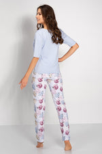 Pyjamas Momenti Per Me til dame fra MS StyleHaven, laget av Viskose; Elastan-1; Bomull, farge Blå, størrelse M, med long ermer, perfekt til casual; dress