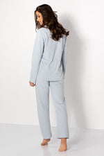 Pyjamas Momenti Per Me til dame fra MS StyleHaven, laget av Bomull, farge Blå, størrelse M, med long ermer, perfekt til casual; dress