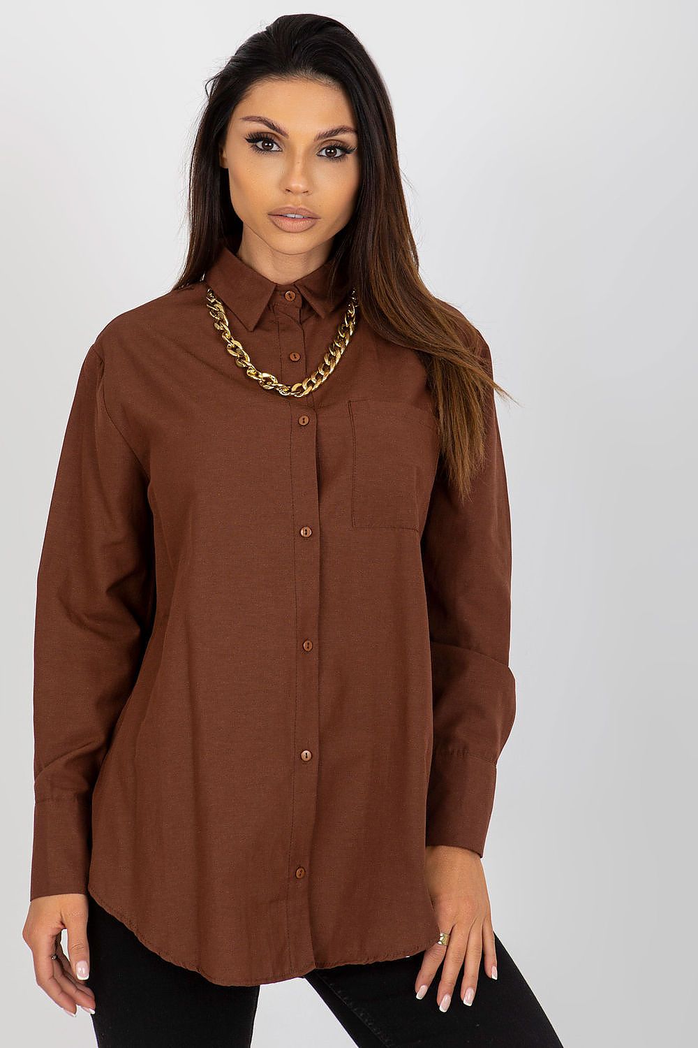 Klassisk Skjorte med Lange Ermer - FP til dame fra MS StyleHaven, størrelse s, med long, kjolelengde knee, kjolestil sweater