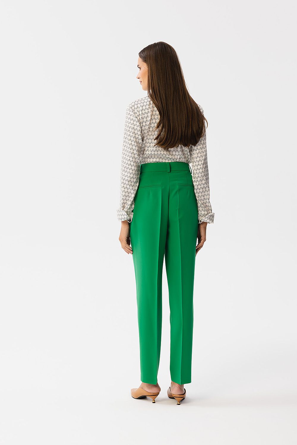 Damebukser Stylove til dame fra MS StyleHaven, laget av polyester; Viskose, farge Grønn, størrelse L, med long ermer, perfekt til dress