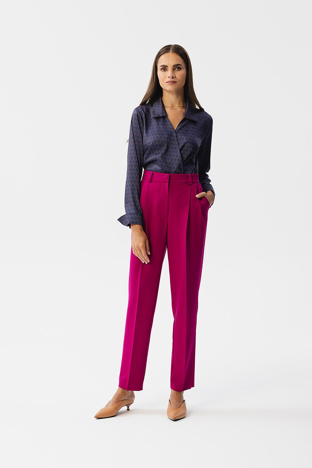 Damebukser Stylove til dame fra MS StyleHaven, laget av polyester; Viskose, farge Grønn, størrelse XL, med long ermer, perfekt til dress