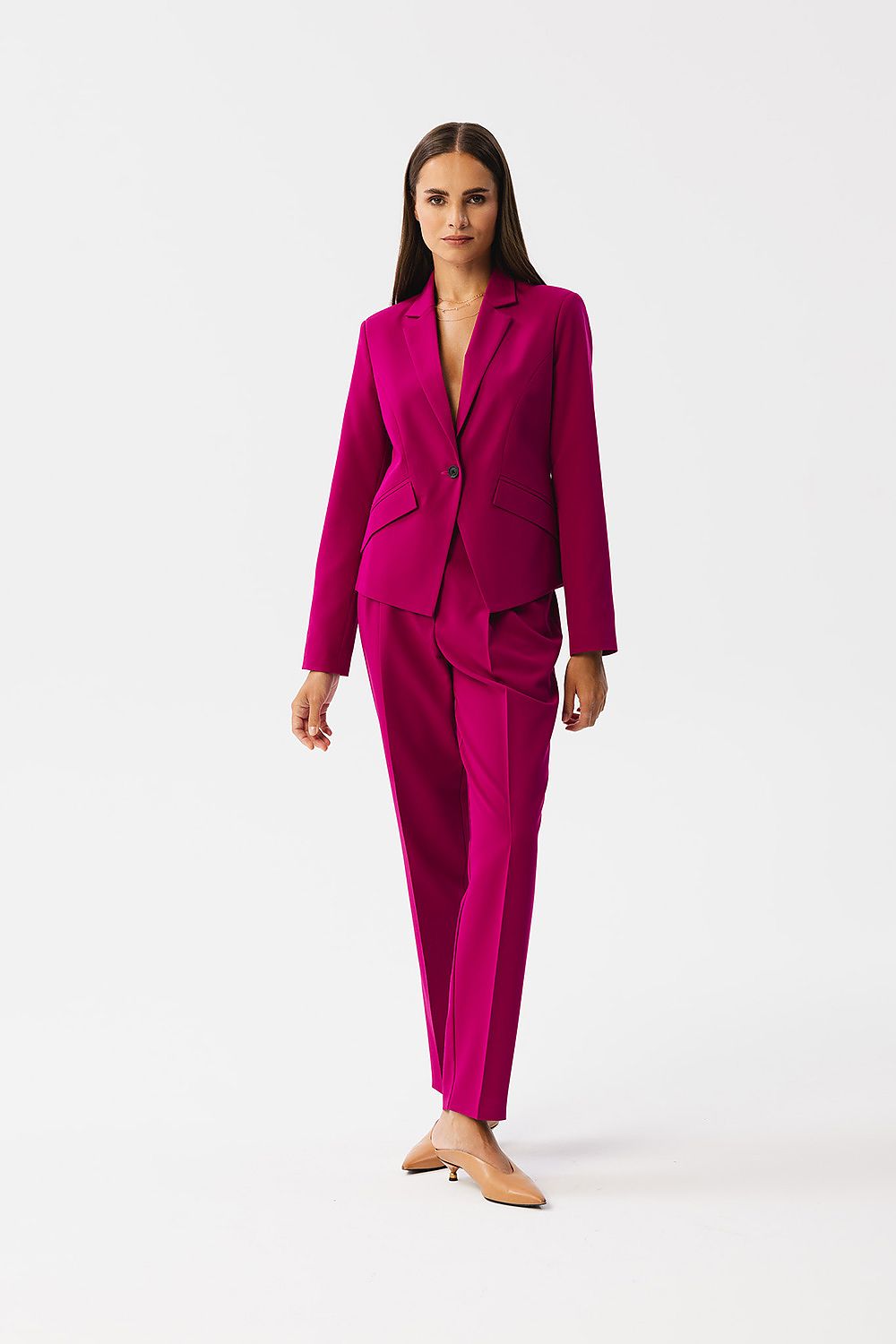 Damebukser Stylove til dame fra MS StyleHaven, laget av polyester; Viskose, farge Fiolett, størrelse s, med long ermer, perfekt til dress
