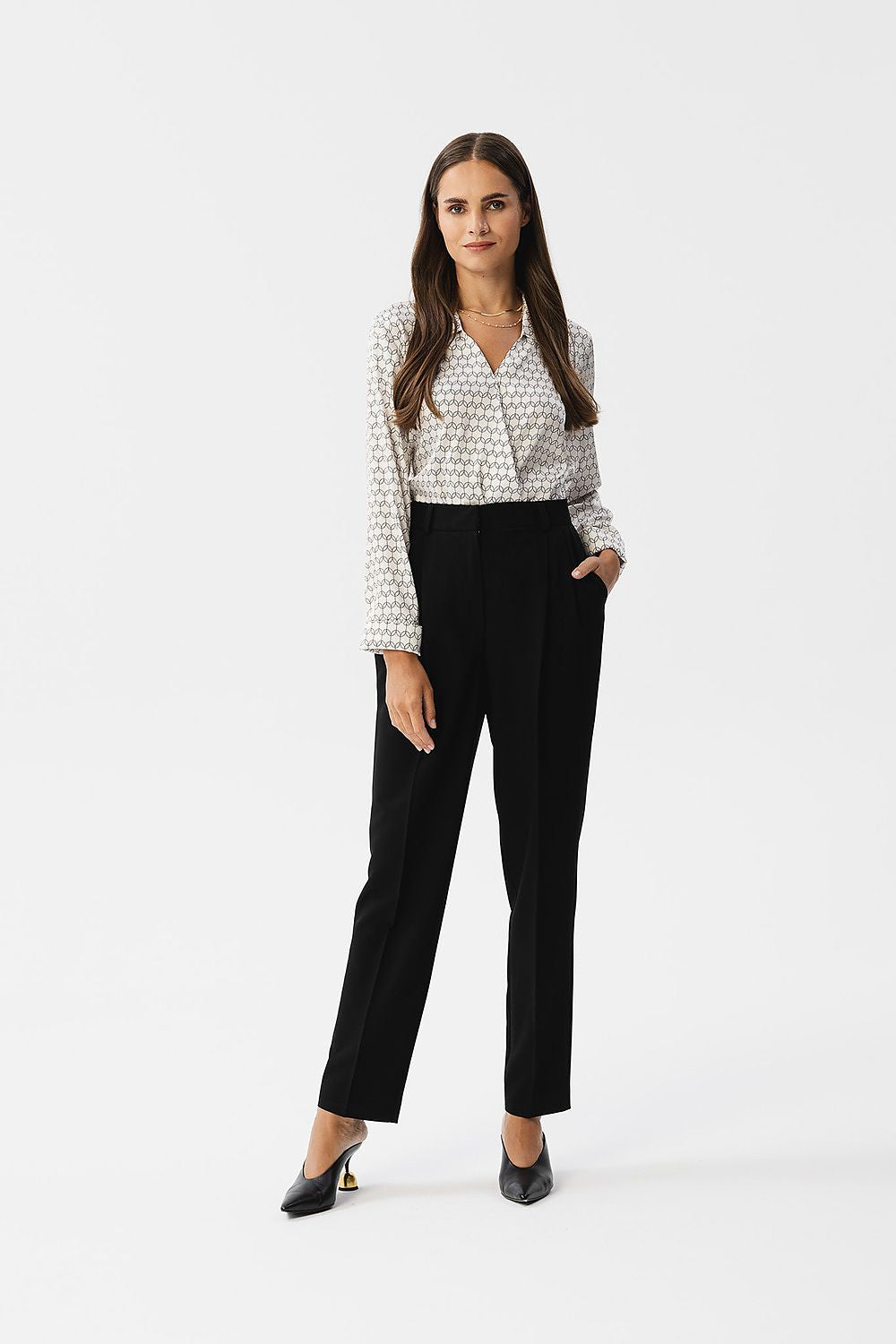 Damebukser Stylove til dame fra MS StyleHaven, laget av polyester; Viskose, farge Fiolett, størrelse L, med long ermer, perfekt til dress