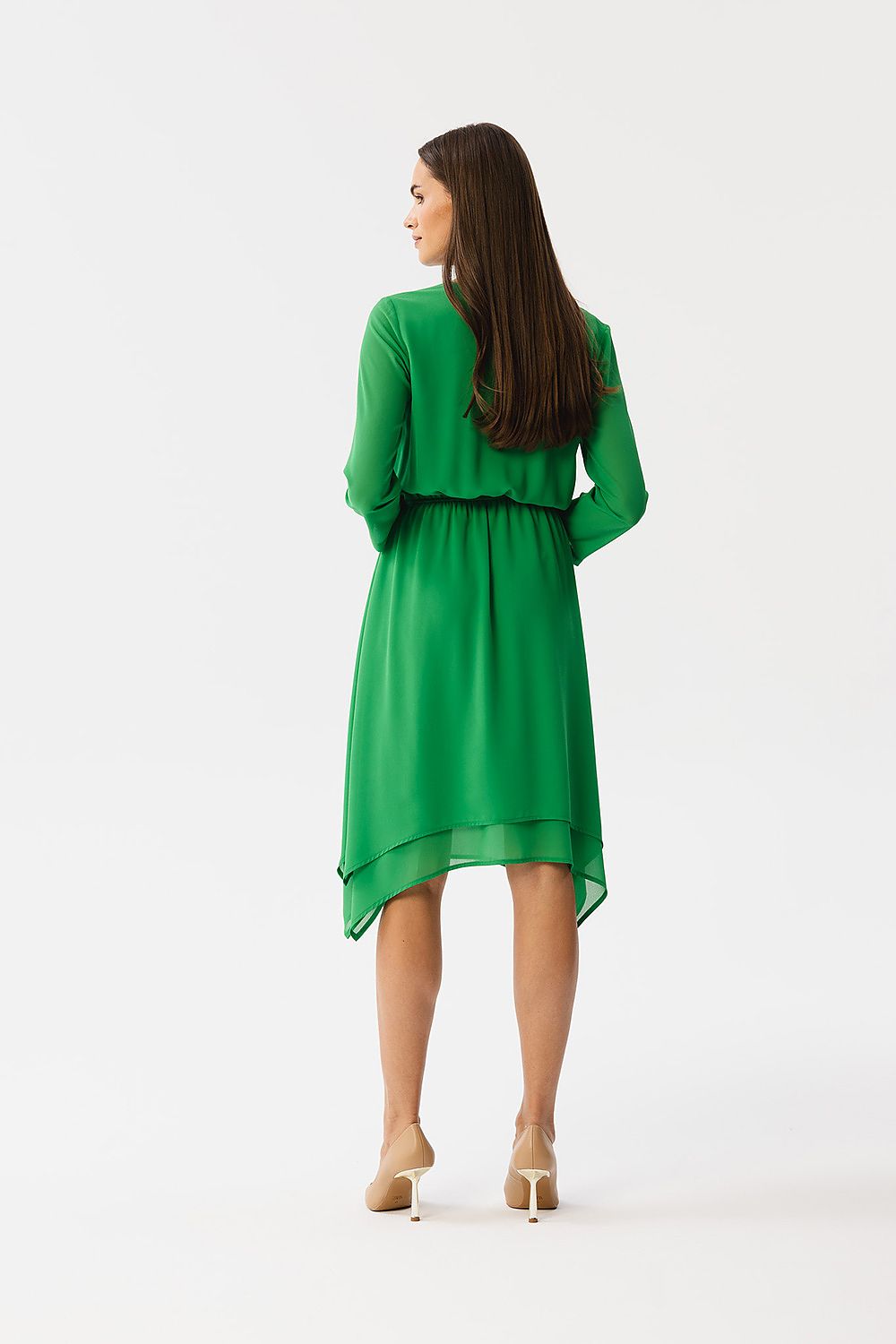 Cocktailkjole Stylove til dame fra MS StyleHaven, laget av polyester, farge Grønn, størrelse M, med lang ermer, perfekt til dress