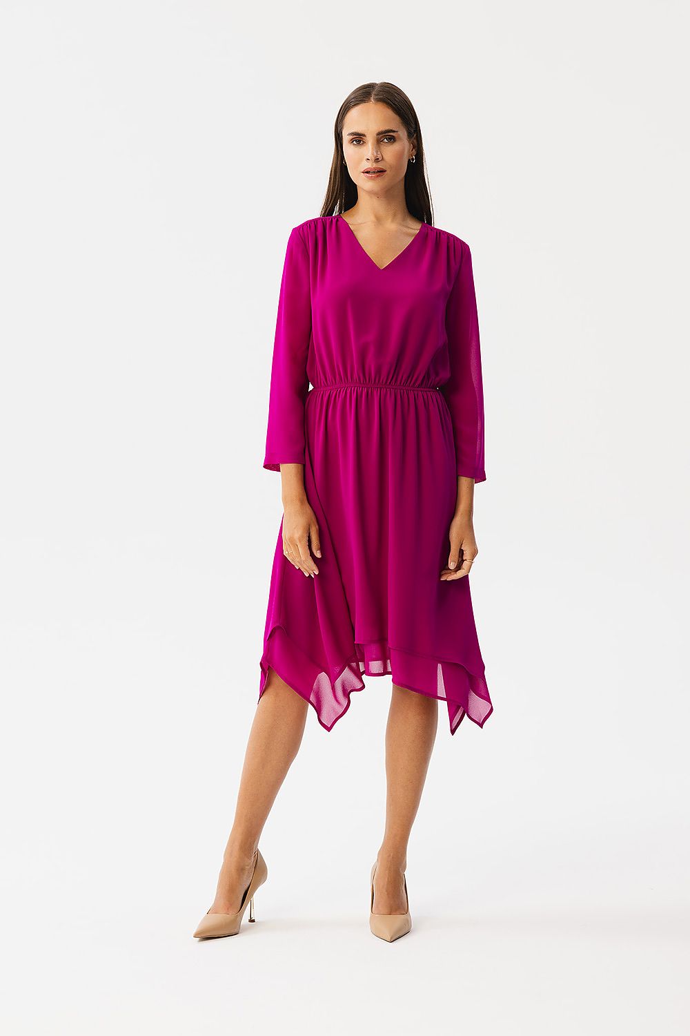 Cocktailkjole Stylove til dame fra MS StyleHaven, laget av polyester, farge Grønn, størrelse L, med lang ermer, perfekt til dress