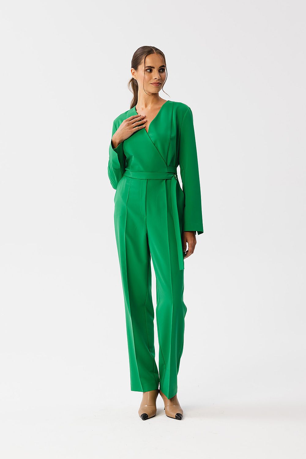 Dress Stylove til dame fra MS StyleHaven, laget av polyester; Viskose; Elastan-1, farge Grønn, størrelse s, med sleeveless; long ermer, perfekt til dress