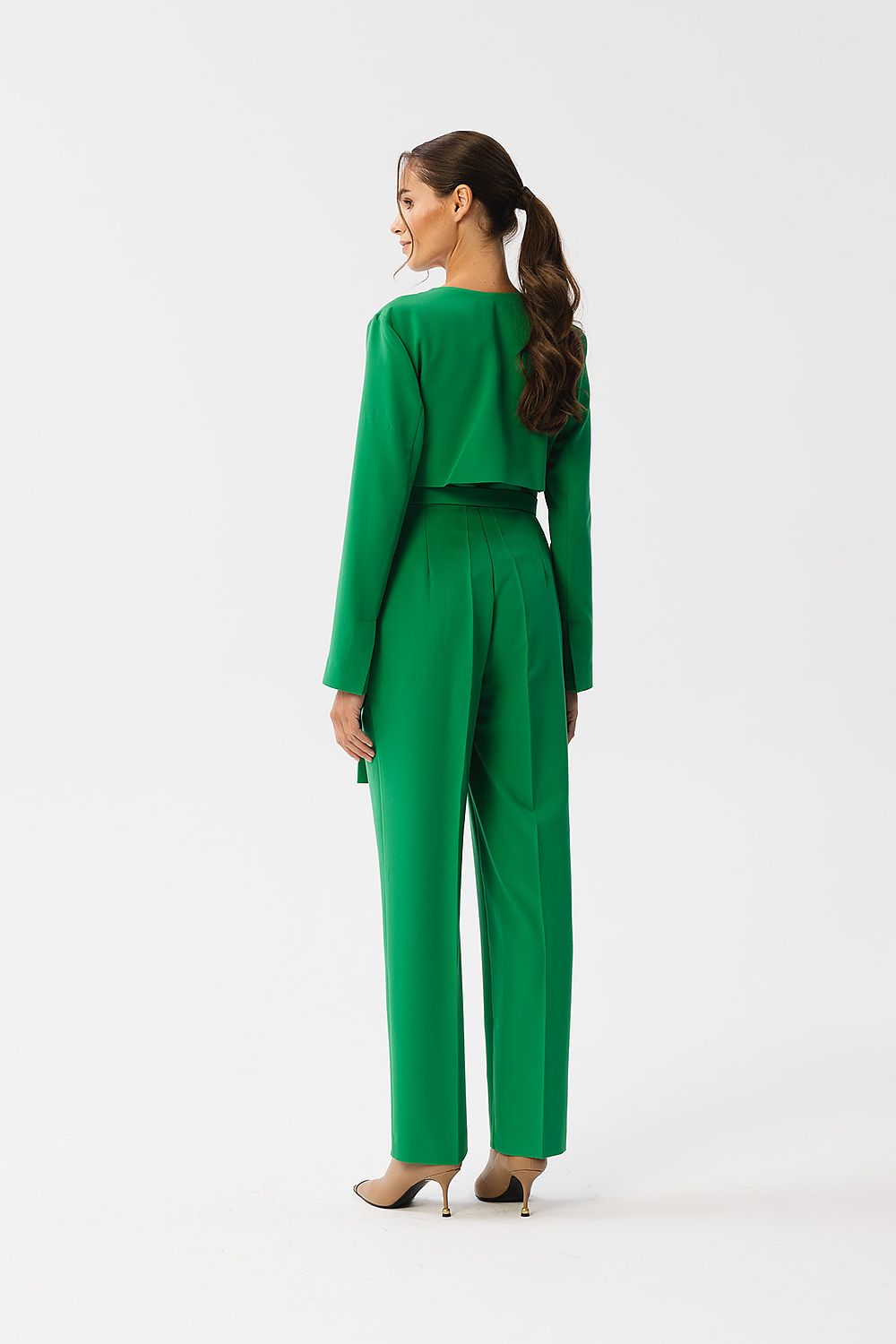 Dress Stylove til dame fra MS StyleHaven, laget av polyester; Viskose; Elastan-1, farge Grønn, størrelse M, med sleeveless; long ermer, perfekt til dress