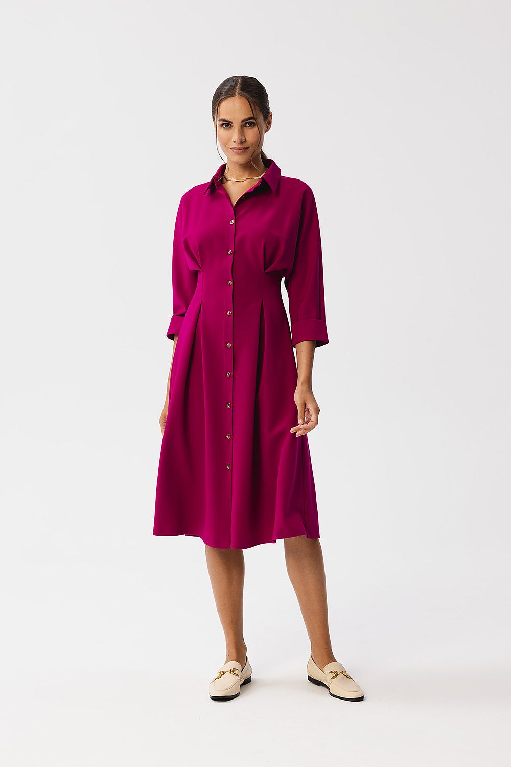 Dagkjole Stylove til dame fra MS StyleHaven, laget av polyester; Viskose; Elastan-1, farge Grønn, størrelse L, med lang ermer, perfekt til dress