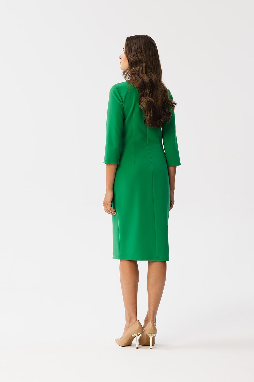 Dagkjole Stylove til dame fra MS StyleHaven, laget av polyester; Viskose; Elastan-1, farge Grønn, størrelse M, med lang ermer, perfekt til dress