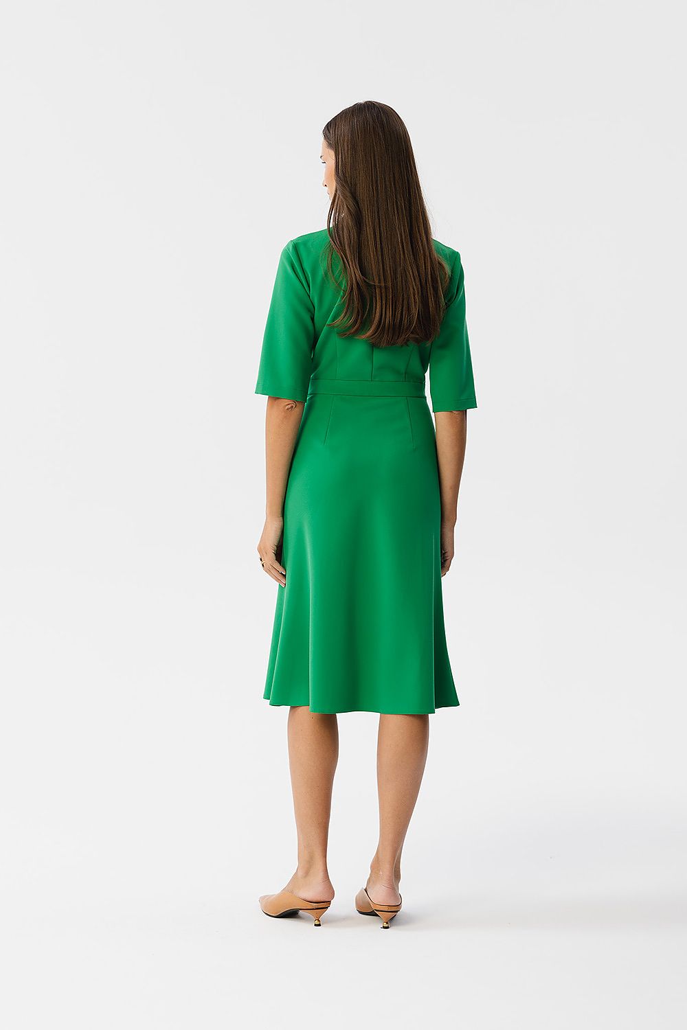 Dagkjole Stylove til dame fra MS StyleHaven, laget av polyester; Viskose; Elastan-1, farge Grønn, størrelse M, med lang ermer, perfekt til dress