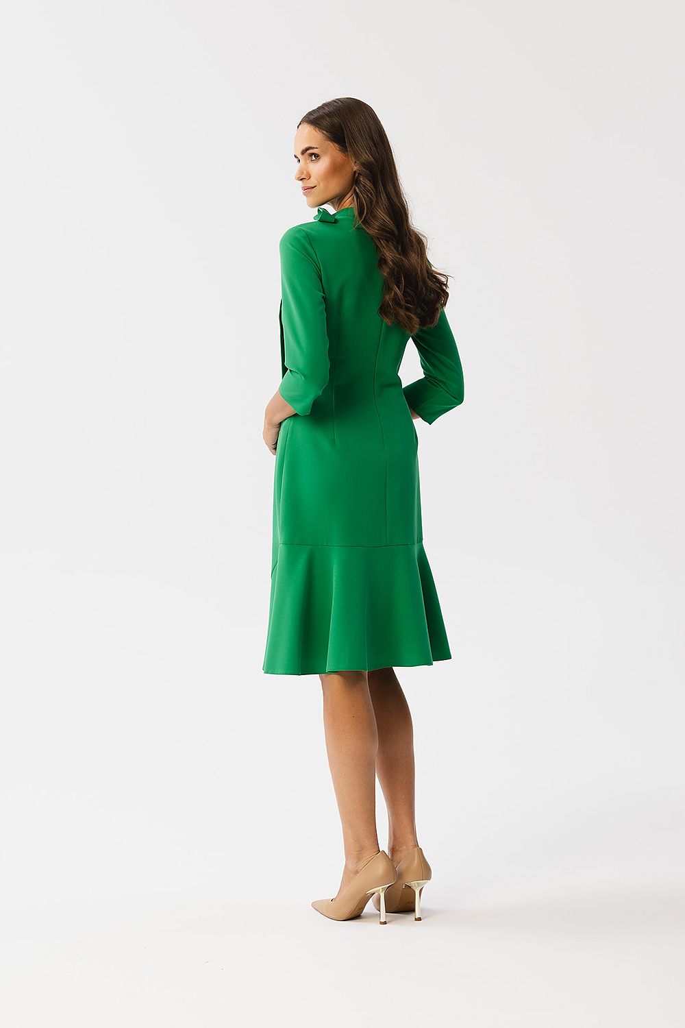 Dagkjole Stylove til dame fra MS StyleHaven, laget av polyester; Viskose; Elastan-1, farge Grønn, størrelse M, med lang ermer, perfekt til dress