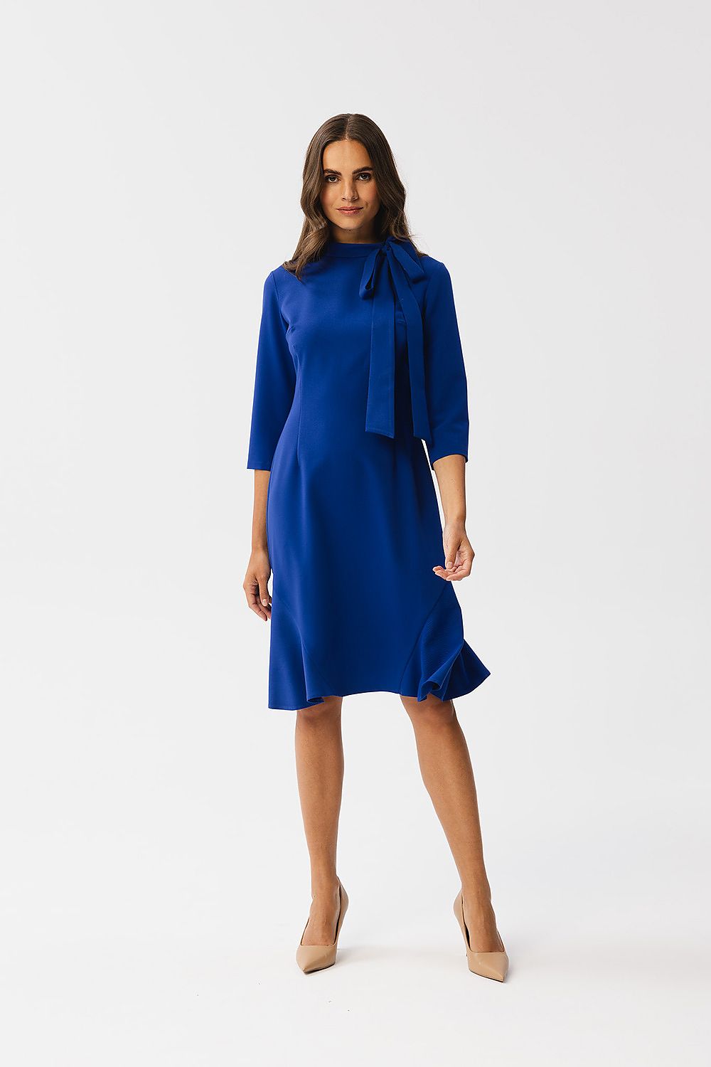 Dagkjole Stylove til dame fra MS StyleHaven, laget av polyester; Viskose; Elastan-1, farge Fiolett, størrelse L, med lang ermer, perfekt til dress