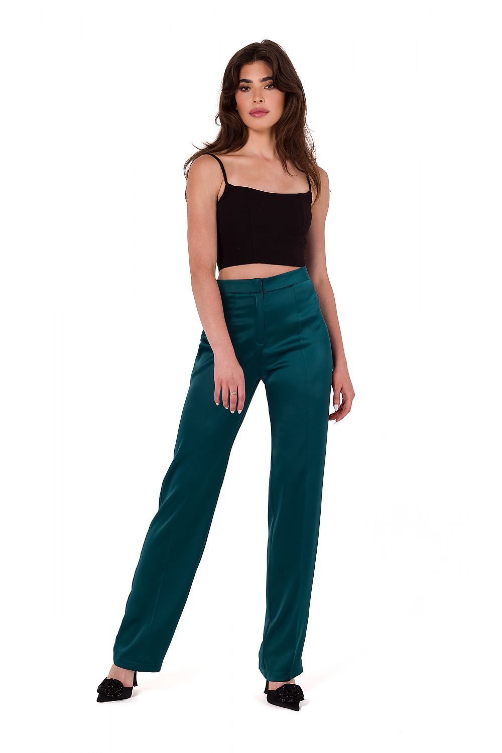 Damebukser Makover til dame fra MS StyleHaven, laget av polyester, farge Grønn, størrelse s, med long ermer, bukselengde long