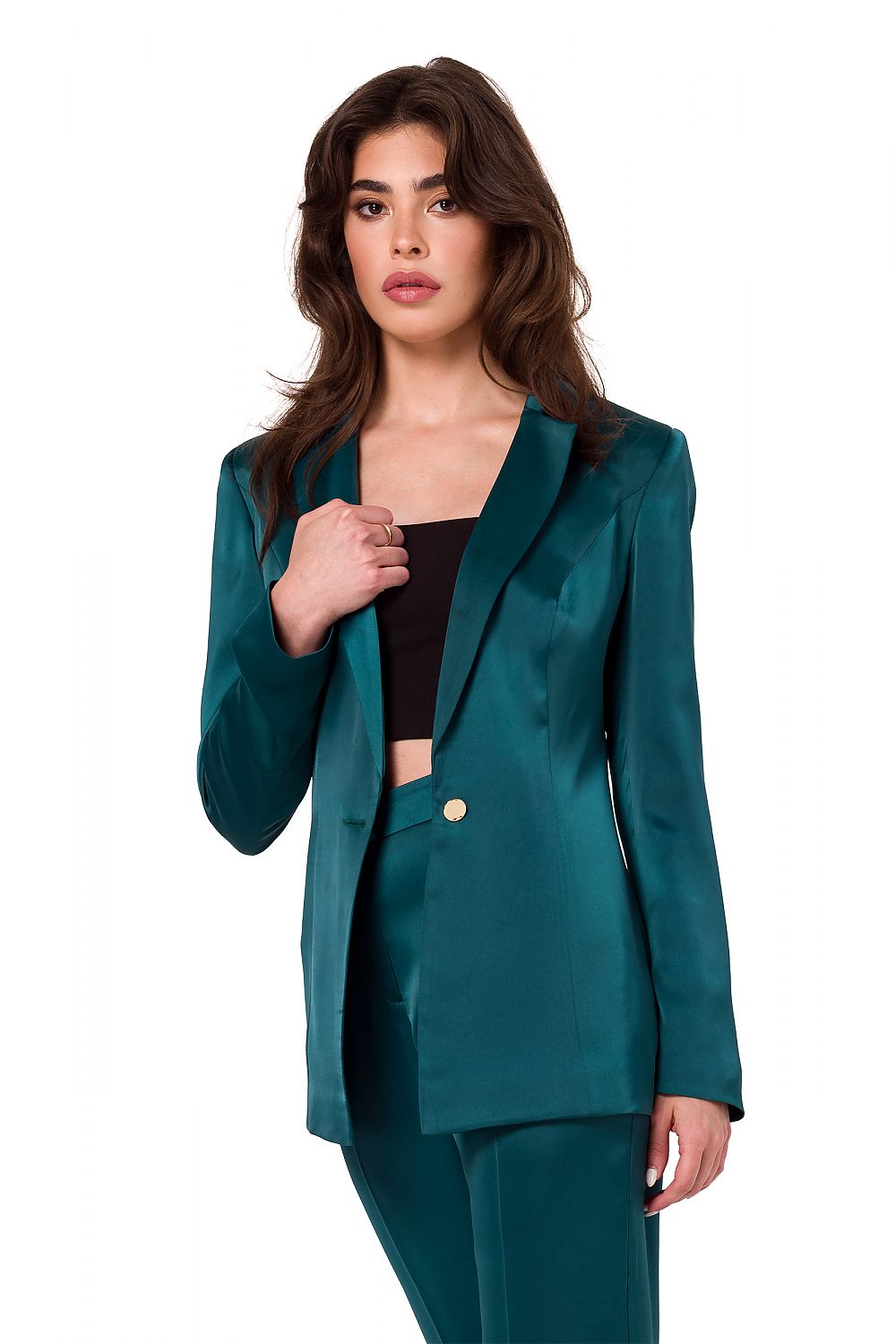 Jakke Makover til dame fra MS StyleHaven, laget av Sateng; polyester, farge Grønn, størrelse s, med long ermer