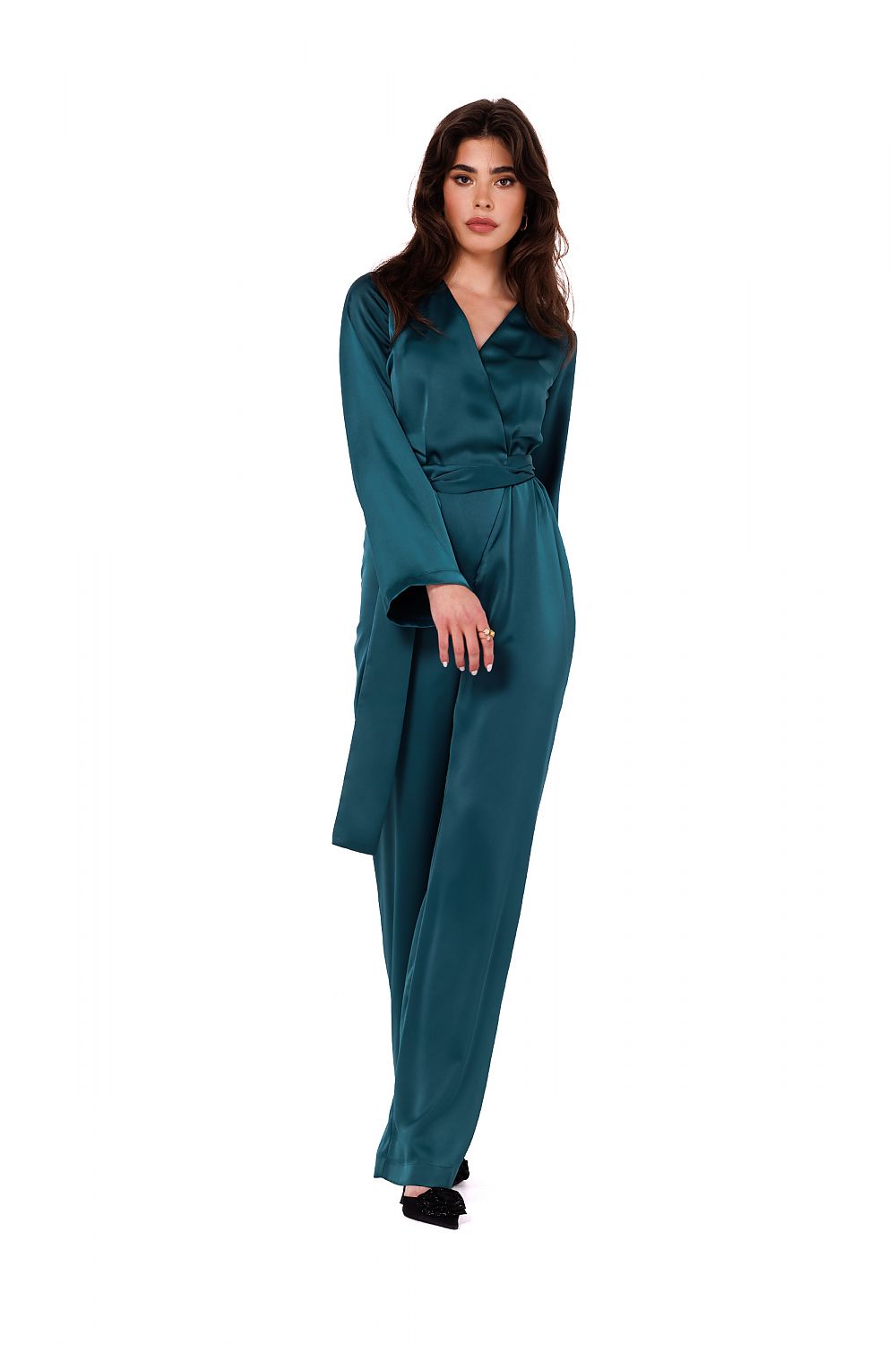 Sateng Jumpsuiten - Makover til dame fra MS StyleHaven, laget av polyester, farge Grønn, størrelse s, med long ermer
