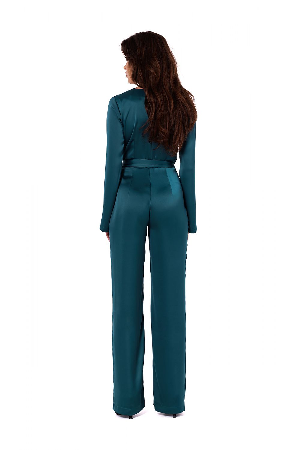Sateng Jumpsuiten - Makover til dame fra MS StyleHaven, laget av polyester, farge Grønn, størrelse M, med long ermer