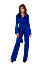 Sateng Jumpsuiten - Makover til dame fra MS StyleHaven, laget av polyester, farge Grønn, størrelse L, med long ermer