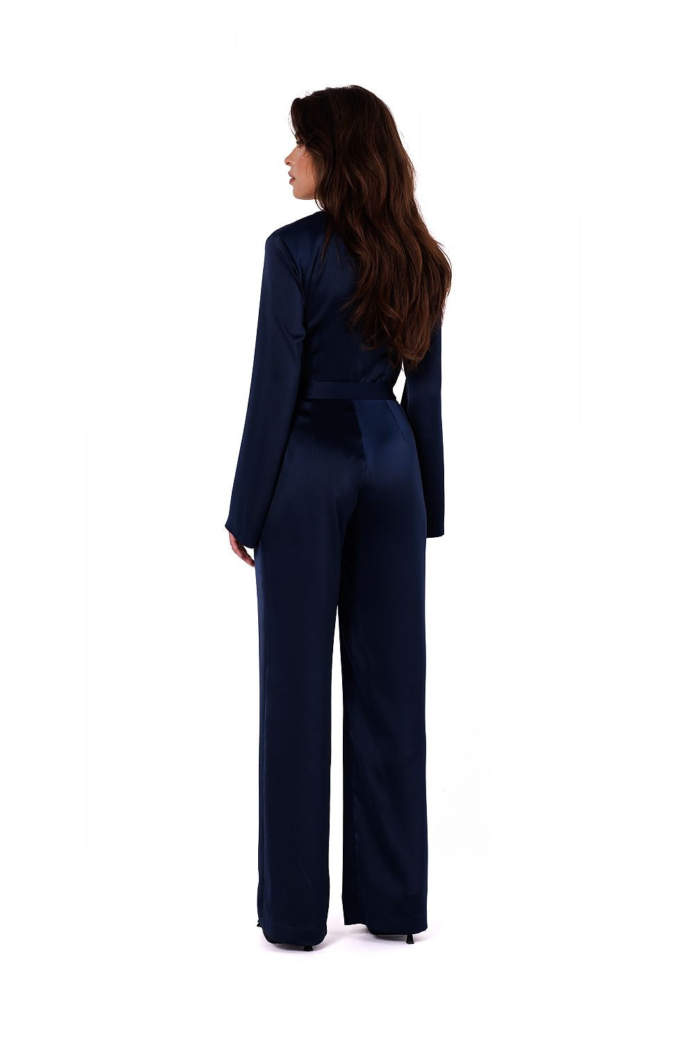 Sateng Jumpsuiten - Makover til dame fra MS StyleHaven, laget av polyester, farge Blå, størrelse XL, med long ermer