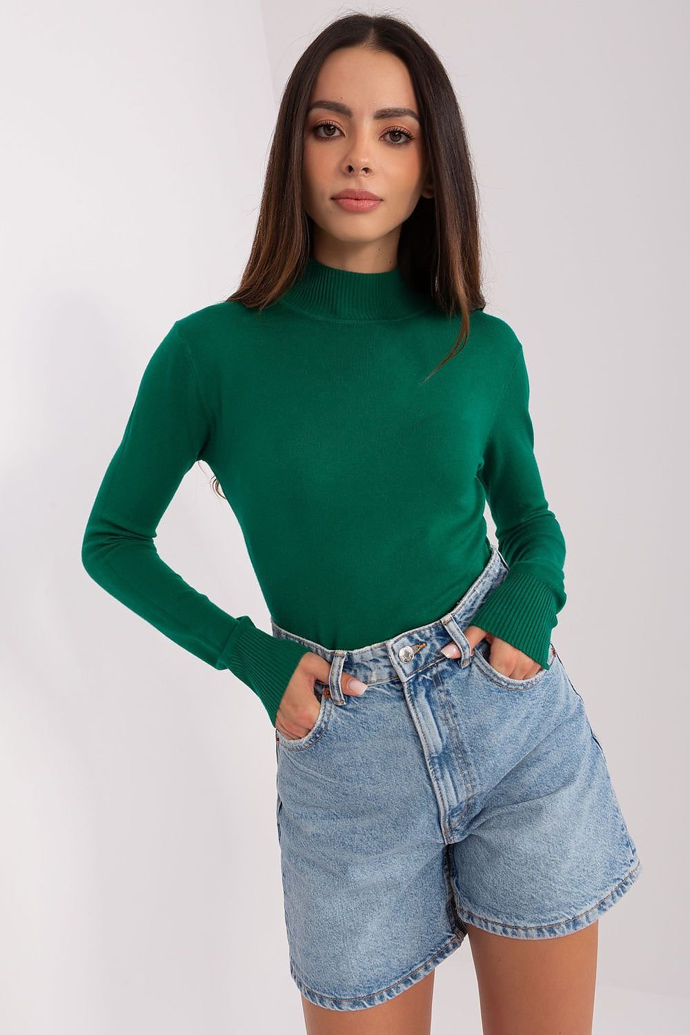 Langermet genser med turtleneck til dame fra MS StyleHaven, størrelse S/M, med long, bukselengde long, kjolelengde short; knee; mini; midi, kjolestil sweater; other