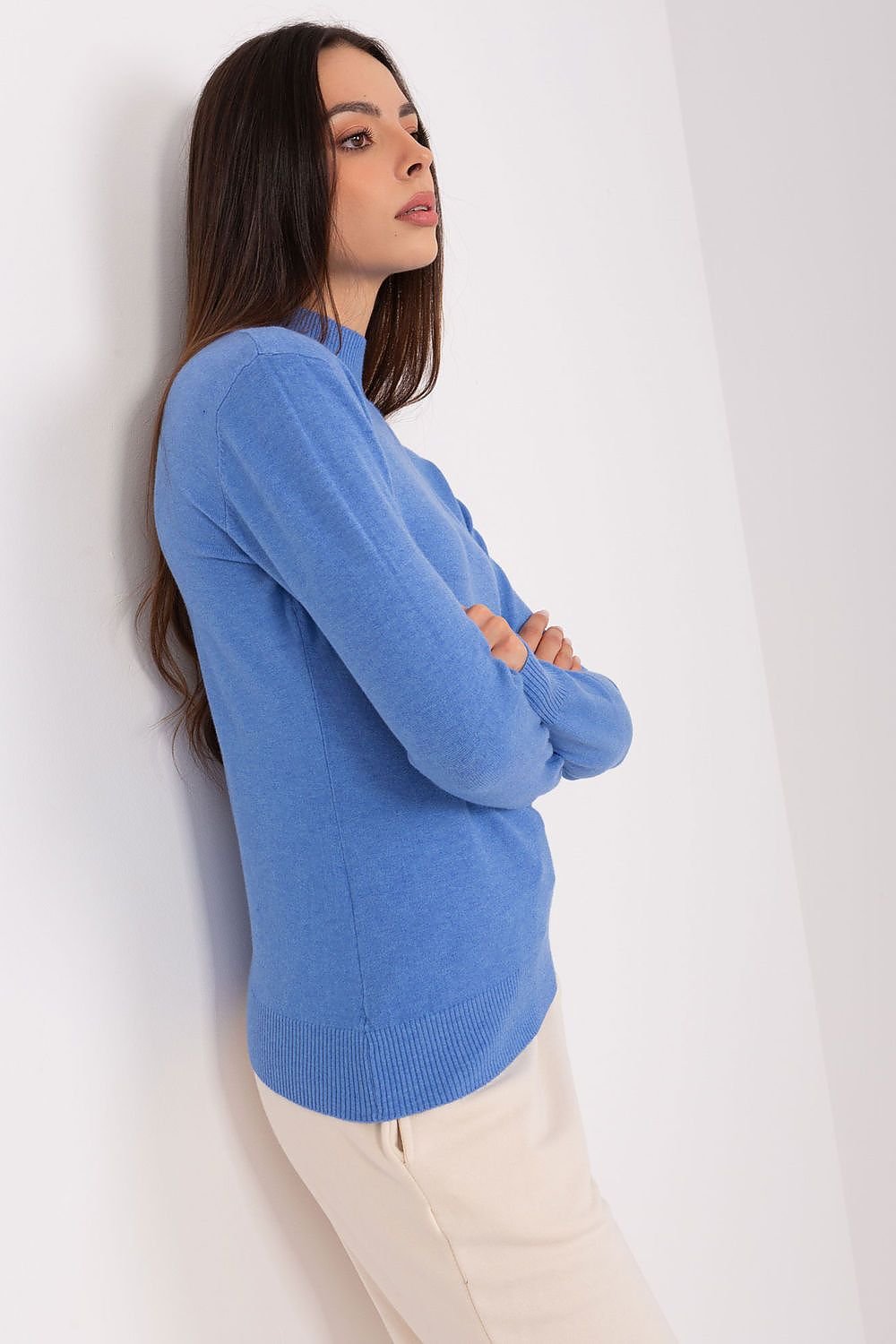 Langermet genser med turtleneck til dame fra MS StyleHaven, størrelse S/M, med long, bukselengde long, kjolelengde short; knee; mini; midi, kjolestil sweater; other