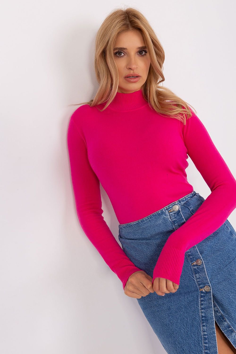 Langermet genser med turtleneck til dame fra MS StyleHaven, størrelse M/L, med long, bukselengde long, kjolelengde short; knee; mini; midi, kjolestil sweater; other