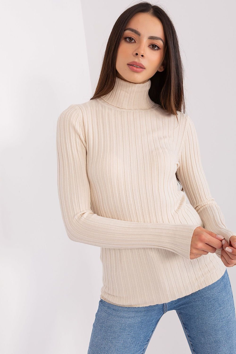 Turtleneck genser til dame fra MS StyleHaven, størrelse S/M, med long, bukselengde long, kjolelengde short; knee; mini; midi, kjolestil sweater; other