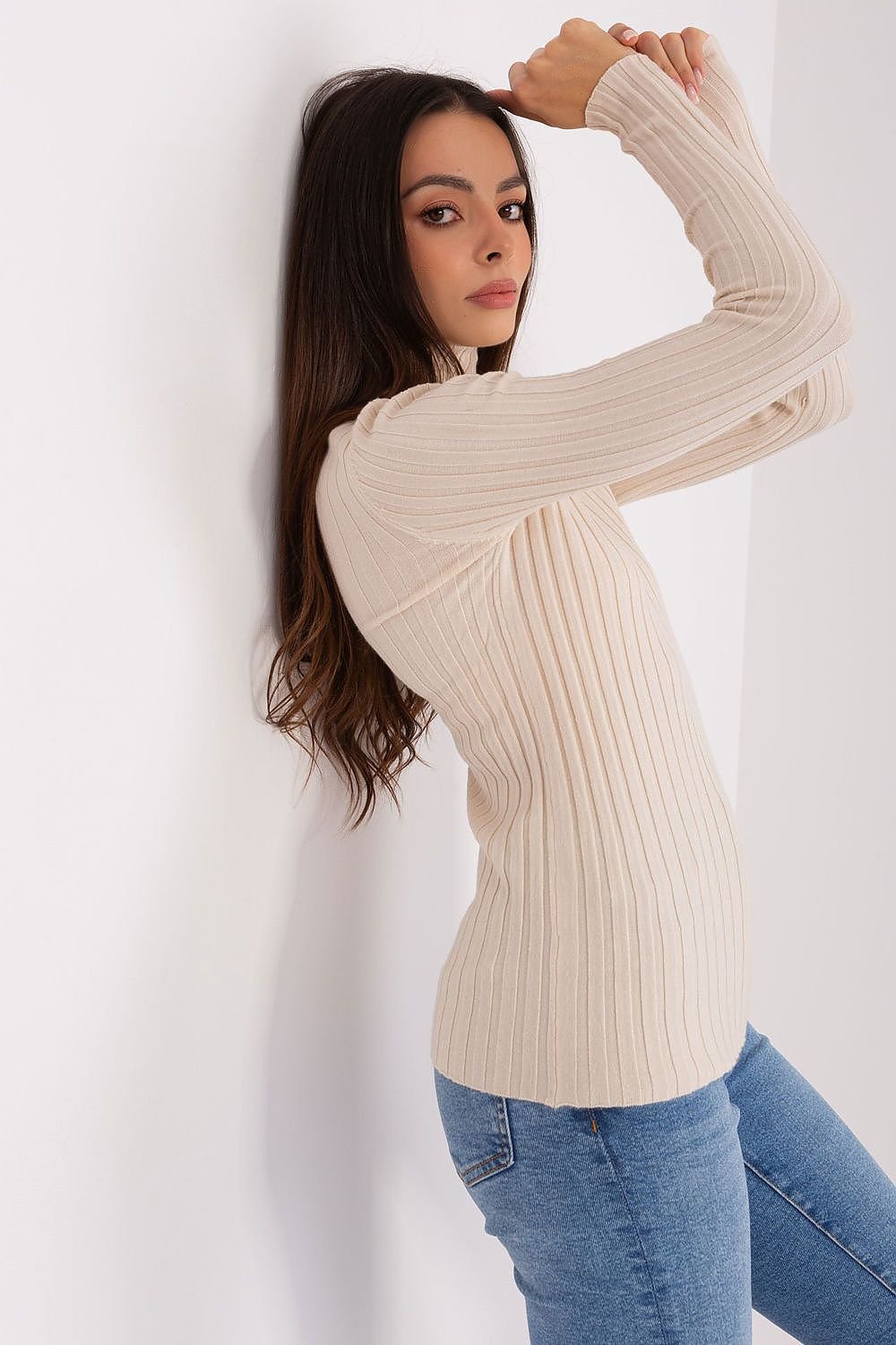 Turtleneck genser til dame fra MS StyleHaven, størrelse M/L, med long, bukselengde long, kjolelengde short; knee; mini; midi, kjolestil sweater; other