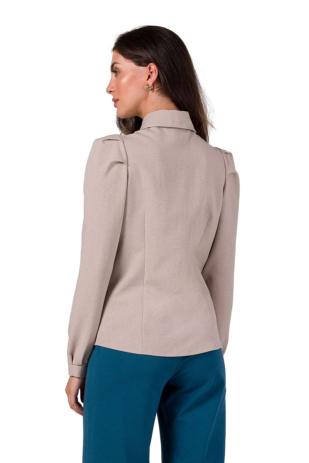 Langermet skjorte - BeWear til dame fra MS StyleHaven, laget av polyester, farge beige 2, størrelse s, med sleeveless ermer, perfekt til dress